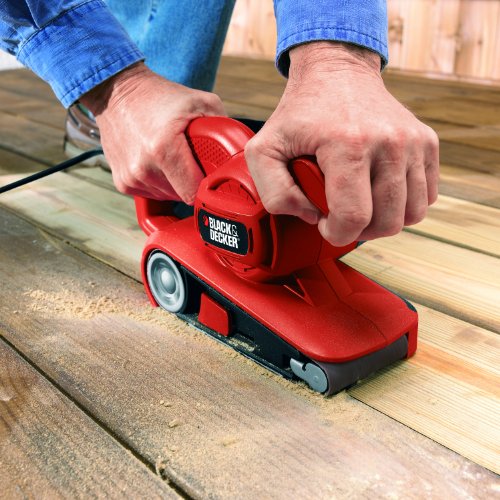 Black + Decker 720W Bandschleifer, automatische Schleifbandzentrierung, Staubfangsack, einfache Bandmontage, KA86 - 8
