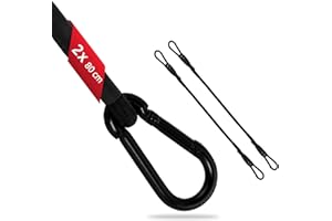 ECENCE 2x Guma napinająca z karabińczykiem 80cm w kolorze czarny Gumowe pasy napinające, napinacze bagażowe, ekspandery, linki napinające do rowerów, samochodów, bagażu