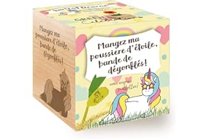 Feel Green Grow Your Own Unicorn, Cultive Ta Propre Licorne, Poussiere D'ÉToile (avec Une Gravure De Qualité), Idée Cadeau, Celebration Ecocube, Kit Prêt-à-Pousser, Plantes dans des Cubes en Bois