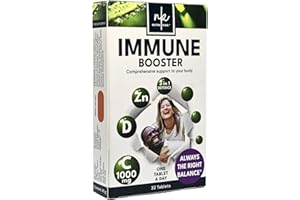 NutraKing Immune System Booster Tablets (32 Days Supply) - 3 in 1 Immune System Vitamins - Vitamin C 1000mg, Vitamin D 2000iu and Zinc, Every Day Health Supplement & Vitality