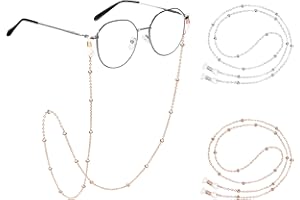 HOLEMZ Cadena de Gafas Mujer 2 Piezas Cordones de Gafas de Metal Colgante Retenedor Soporte Antideslizante para Lectura Alrededor del Cuello Hombres Señoras Plata Oro Rosa