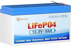 MOUDENSKAY 12V 8Ah LiFePO4 Akku Lithium batterie mit BMS Schutz und 3000+Mal Tiefzyklus Deep-Cycle Wartungsfrei, Geeignet für Notstrombeleuchtung,Camping,Fischfinder,UPS, etc.