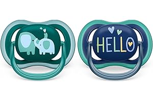 Philips Avent Sucette ultra air - 2 sucettes légères et aérées pour bébés âgés de 18 mois et plus, sans BPA, avec étui de transport stérilisateur (modèle SCF349/22)