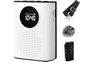 AURTEC Amplificatore vocale con microfono lavalier wireless magnetico, amplificatore portatile 2,4 G, supporta Bluetooth, scheda TF, chiavetta USB e ingresso AUX