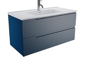 PARAMA Mobile Bagno Sospeso 60 cm 2 Cassetti Blu Zaffiro Opaco Con Lavabo Mod. Ardenne
