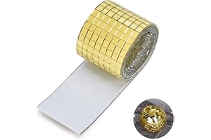 EABDICE Mini Mosaico Piastrelle Autoadesive Quadrate, Mosaico A Specchio Autoadesivo, Mini Specchio Autoadesivo in Vero Vetro, Applicabile a per Cucina, Bagno, Piastrelle(Oro)