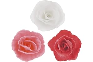 Dekora- Décorations Comestibles 36 Roses Variées en Gaufrette pour Gâteau, Multicolore, 126065