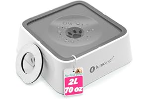 LumoLeaf Miska na wodę bez rozlania dla psów z filtrem, 2 l, powolny podajnik dla niechlujnych pijących, konstrukcja bez kapania i zachlapania (szara, 2070 ml) (szara, 2070 ml)