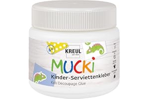 KREUL 24391 - MUCKI Kinder-Serviettenkleber 150 ml - Auswaschbarer Kinder-Spezialkleber für Serviettentechnik mit sensitiven Eigenschaften, Farblos