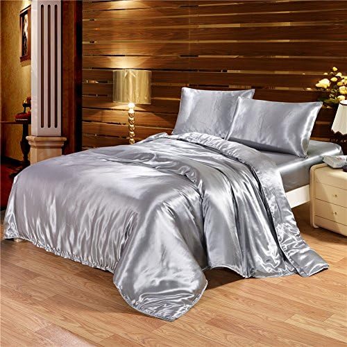 RoyalPie -Duvet Cover Sets- Silky Satin - Luxurious Exotic- Pillowcase Quilt Cover- Bed Sheet Set (Twin, #02)