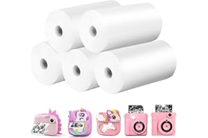 DHAPY 5 Rolls Kids Camera Print Paper Refill, Kids Instant Print Camera Photo Papers Compatible with Most Children Instant Print Camera, 2.2Inch, BPA Free