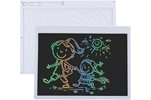 FASIENT1 Tableta de Escritura LCD, 16 pulgadas Tableta Grafica Talla Grande, Juguetes Electrónicos Tablero de Garabatos con Bolígrafo, Pizarra Infantil para Dibujar y Aprender, sin Daño a los Ojos(Blanco)