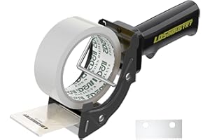 Handheld Packaging Tape Dispenser Gun, LDS Industry Lightweight Ergonomic Heavy Handheld Duty Tape Cutter Set for Packaging and Box Sealing with 48mm X 55M Tape Roll and Extra Blade,Black