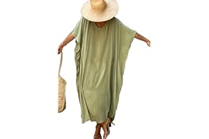 YOUKD Abito Lungo da Donna in Kaftano Lungo Estivo da Donna Kimono Taglie Forti Taglia Unica