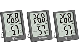 DOQAUS Mini Thermomètre Hygromètre Intérieur 3 Pièces, à Haute Précision Moniteur D'Humidité et Température, Température Hygromètre Numérique Indicateur du Niveau de Confort du Maison Bureau Gris