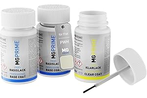MG PRIME Peinture voiture Kit de stylo retouche pour Fiat PWH Arctic Pearl/Pearl White de fond, de base, de vernis de 50ml par flacon