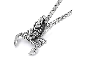 Schmuck-Checker Skorpion-Anhänger aus 316L Edelstahl Silber Sternzeichen Männer Halskette Panzerkette Biker-Schmuck Herren-Geschenk Hochwertig Detailliert