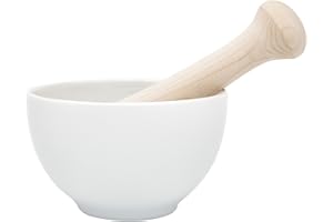 KAI Select mortaio giapponese con pestello in faggio - ciotola in porcellana con dimensioni 10,2 x 6,2 cm