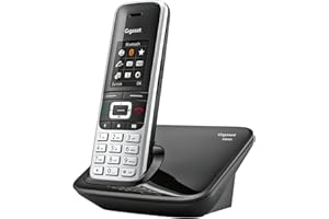 Gigaset S850 - Schnurloses Telefon ohne Anrufbeantworter - extragroßes Adressbuch - Headsetanschluss & Reichweitenwarnton - Freisprechfunktion - optisches Signal für entgangene Anrufe, platin-schwarz