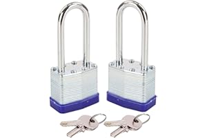 SEPOX® 2Pack Heavy Duty Padlock Keyed Alike, 40MM Laminated Steel Lock Body, 60MM Extra Long Shackle, Ideal for Gym Locker, Sheds, Gate, Warehouse, Hasp (2 Locks with Same Keys)