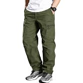JV CLOTH Men's Pure Cotton Cargo Pants | Regular Fit Multi-Pocket Utility Trousers for Men | Solid Cargo Bottom Wear with Zip