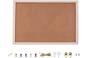 PMTFUMY 20 x 30 cm Cork Board – Small Bulletin Pin Board with Wooden Frame, Ideal for Office, School, and Memo Notices with Push Pins