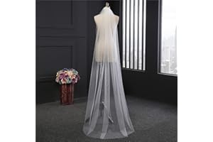 Prosy Bridal Veils 1 Layer Wedding Tulle Cut Edge Round Tail Veil with Comb for Women and Girls (Ivory)