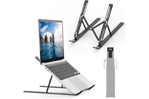 GRIFEMA GB1054B Support Ordinateur Portable Réglable, Support PC Pliable en Aluminium 6 Niveaux de Hauteur, Compatible MacBook Air/Pro, Dell 10-17,3 Pouces, Léger et Stable - Noir
