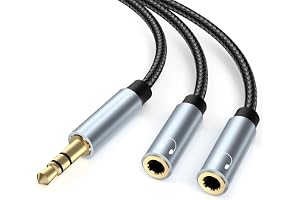lalasis Splitter Audio 3,5 mm kontakt, 3,5 mm hane till hona stereohörlurar till splitter dubbel kontakt kabel för bärbar dat