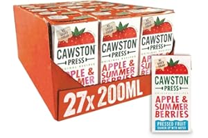 Cawston Press Fruit Water Kids Drink | Pressed Summer Berries Flavoured Water | 200ml x 27 Pack Berries & Apple Juice Cartons | School Approved – No Added Sugar – Vegan | Ideal for Kids Lunchbox