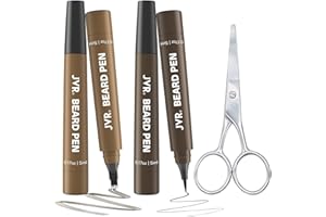 JVR Matita per barba da uomo riempire e definire la barba, penna di riempimento della barba impermeabile e resistente al sudore con le barba forbici (Marrone chiaro+Marrone scuro)