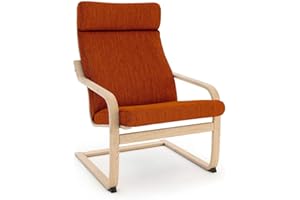 Vinylla Armchair Replacement Cover Made for Ikea Poang Chair (Cushion Design 3, Polyester - Orange)
