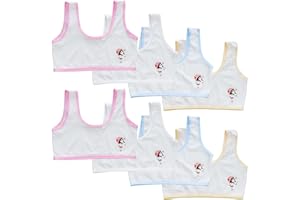 ACMEDE 8 Pieces Girls Cotton Training Bra Crop Bra Young Girls White Seamless Sports Bras Puberty Children Soft Breathable Underwear Teenage Kids Crop Vest Tops Size 8-16 Years