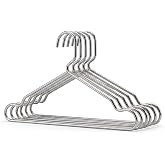 MallArt&reg; 6'lı Paslanmaz &Ccedil;elik Elbise Askısı Seti, Metal Metal Tel Gardırop ve Kıyafet Askısı, İnce Tasarım Kaymaz Omuz &Ccedil;entik