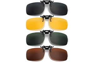 Hifot Clip Solaire 4 pièce, Clip Lunettes de Soleil Polarisées, surlunettes de Soleil pour Hommes Femmes pour la Conduite et Les Activités de Plein air