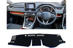 UPGENT Auto Armaturenbrett Abdeckung Für Toyota Für RAV4 XA50 2019 2020 2021 2022 2023 2024 Für RAV 4 Hybrid Auto Dashboard Abdeckung Matten Pad Instrument Schreibtisch teppiche Teppich Dashmat(A Blue Side R