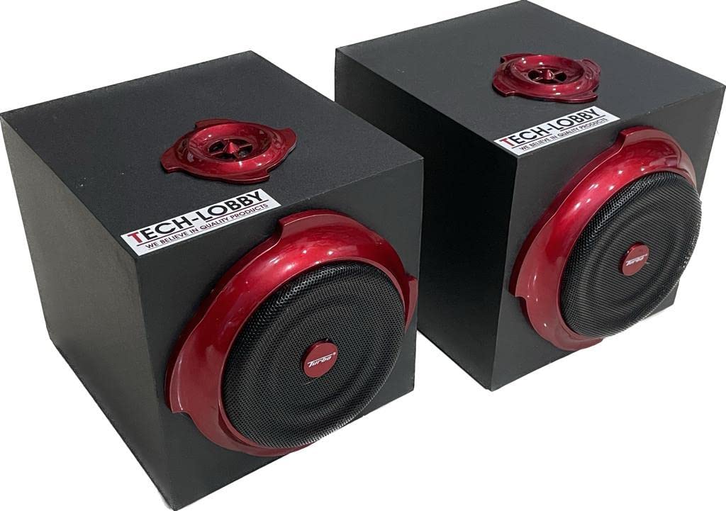 TECH-Unique New Turbo 70 Watt Support Passive Speaker with 2.5 in Tweetrs Inbuild Bookshelf for Small Amplfiiers & DVD Also