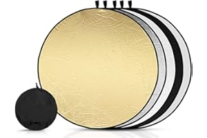 RAIRSKY 5 in1 Reflector,Scheibenreflektor,60cm Rund Fotografie Licht Reflektor,Diffusor Fotografie,Faltbarer Faltreflektor,Foto Reflektorreflektor Lichtreflektor,für Portrait,Foto,Selfie,Hochzeitsfotografie