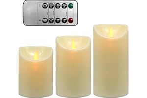 Horuili 3 Pezzi di Candele LED, luci di Candele LED Senza Fiamma, con Telecomando e Funzione Timer, luminosità Regolabile, per Matrimonio, Natale, Festa di Capodanno, Decorazione Domestica