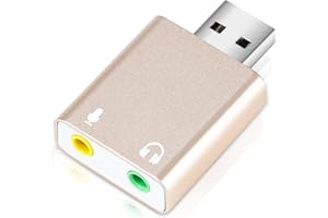 ELKFLEE USB Audio Adapter with 3.5mm Speaker External Sound Card Double Jack Hole Headphone Microphone Converter Compatible with Gaming Headset TRRS with DAC PC MacBook Laptop Desktop, Plug and Play