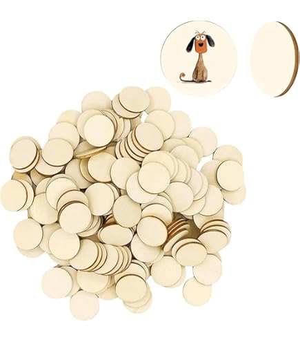 Larrel 100 stuks houten schijven, klein, 2,5 cm, ronde schijf, doe-het