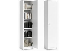 ‎HOME COLLECTIVE Home Collective Bücherregal Kleiderschrank Regal weiß 40cm breit 180cm hoch Schrank Organizer Mehrzweckschrank mit 4 verstellbaren Einlegeböden Aktenschrank Regal Wand schmal Holz für Schlafzimmer