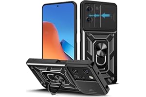 Loyhee Funda para Xiaomi Redmi 12 4G (6.79"), Protección de la Cámara Carcasa con Cubierta de Cámara Deslizante y Soporte de Anill PC Dura y TPU Silicone Anti-Choque Case – Negro