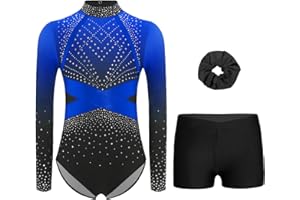 dPois Justaucorps Gymnastique Fille Tenues Gymnastique Body Avec Short Bandeau Leotard De Ballet Danse 6-16 Ans