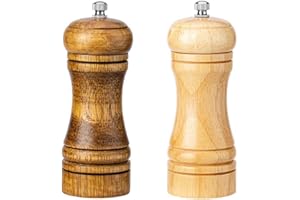 Yolistar Pepper Grinders, Salt Shakers, Macinapepe Macinasale Manuale, Macina Pepe Legno Massiccio Con Smerigliatrice Ceramica Regolabile Forte, 2 pcs 5 Pollici