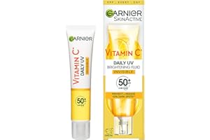 Garnier Vitamin C Daily UV, Invisible Brightening Fluid, SPF50+, Prevents + Corrects Sun Damages, Face & Neck, For all skin types, Cruelty Free, Vegan, 40ml