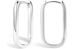 ALEXCRAFT Orecchini Argento 925 Quadrati Spessi Piccoli Geometrici Chunky Orecchini Donna Ipoallergenico 14K Oro Placcato Orecchini a Cerchio