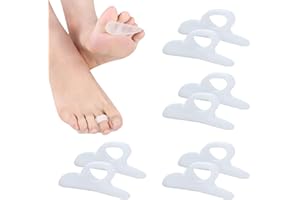 Zuroki Cuscinetti correttori per dita dei piedi, 4 paia di cuscinetti in gel per dita a martello, cuscinetti raddrizzatori per dita dei piedi in gel per uomini e donne(bianco)