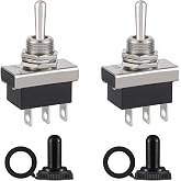 VEXUNGA KN3D-103 Switch 12V Toggle Switches 25A 12VDC SPDT 3 Pin 3 Position Rocker ON-OFF-ON with Waterproof Cover for Car (P