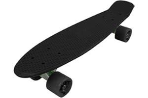 Vinsani® Retro Cruiser Plastic Skateboard 22" X 6" Available In Various Deck Colours with Transparent or Solid Coloured Wheels Includes a Free Carry Bag for the Skateboard